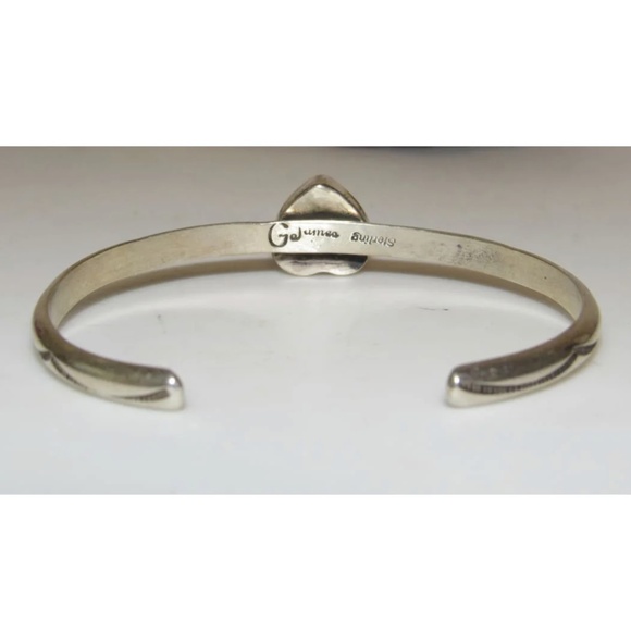 Navajo Pink Conch Heart Bracelet Stacker Sterling Silver Cuff G. Jones - Picture 2 of 4